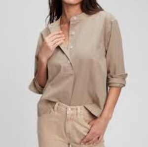 Gap Women's Tall Khaki Long Sleeve Seamed Popover-Size S Tall (NWT)